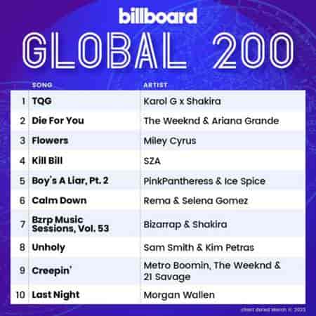Billboard Global 200 Singles Chart [11.03] 2023 (2023) торрент